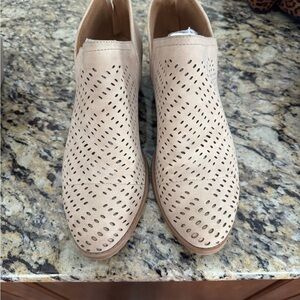 Qupid Beige Perforated Ankle Booties